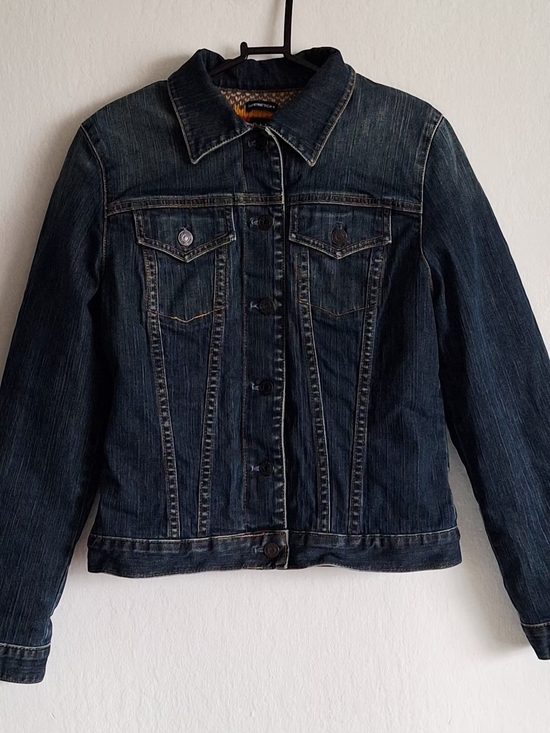 GAP Jackets & Blazers - GAP Denim Trucker Jacket NWOT Dark Wash Fair Isle Lining Holiday 2003 Sz S Y2K